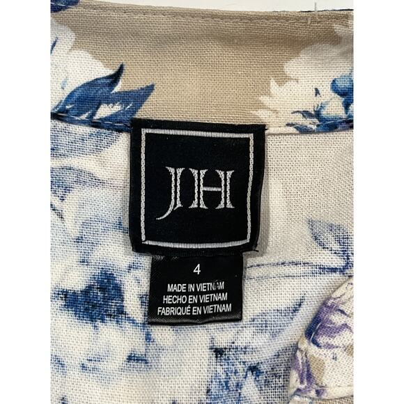JH Floral Linen Blend Shift Dress Women's Size 4 Sleeveless Breathable Old Money - Picture 6 of 11